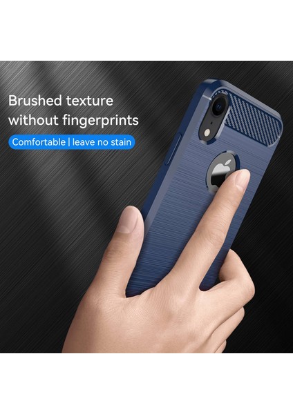 iPhone Xr 6.1 Inç Düşmeye Esnek Tpu Telefon Arka Kapağı Fırçalanmış Karbon Fiber Doku Cep Telefonu Kılıfı-Mavi (Yurt Dışından) modelleri