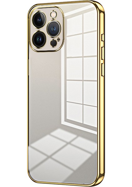 iPhone 13 Pro Max Ince Kesim Tpu Telefon Kılıfı Elektrokaplama Çerçeve-Altın (Yurt Dışından)