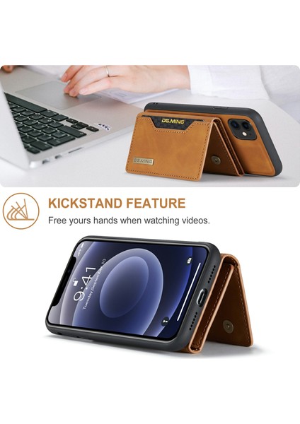 Dg.mıng M2 Serisi Çıkarılabilir Cüzdan 2'si 1 Arada Kablosuz Şarj Hibrit Telefon Kılıfı Kabuğu Yatay Görüntüleme Destekli iPhone 11 6.1 Inç-Kahverengi (Yurt Dışından) fiyatları