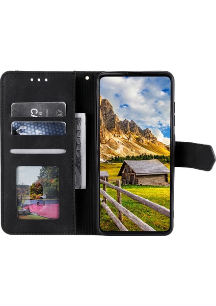 iPhone 16 Koruyucu Kılıf Ekleme Dikişli Deri Kapaklı Telefon Kılıfı-Siyah (Yurt Dışından) modelleri