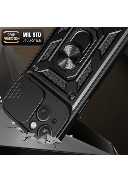 iPhone 15 Plus Parmak Izi Önleyici Telefon Kılıfı Pc+Tpu Kickstand Kılıfı Arka Lens Korumalı-Altın (Yurt Dışından) modelleri