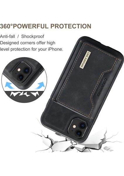 Dg.mıng M2 Serisi Çıkarılabilir Cüzdan 2'si 1 Arada Kablosuz Şarj Hibrit Telefon Kılıfı Kabuğu Yatay Görüntüleme Destekli iPhone 11 6.1 Inç-Siyah (Yurt Dışından) modelleri