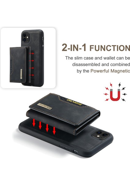 Dg.mıng M2 Serisi Çıkarılabilir Cüzdan 2'si 1 Arada Kablosuz Şarj Hibrit Telefon Kılıfı Kabuğu Yatay Görüntüleme Destekli iPhone 11 6.1 Inç-Siyah (Yurt Dışından) fırsatları
