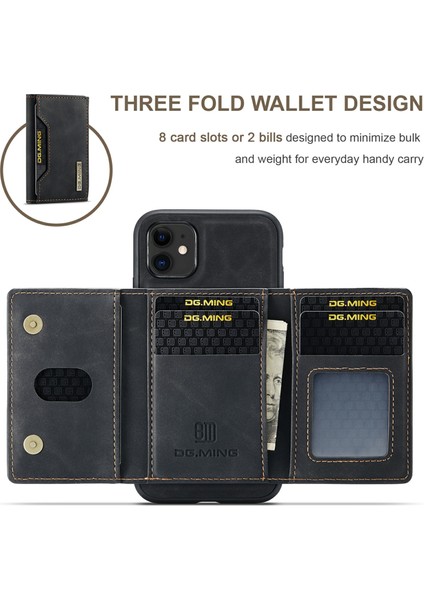 Dg.mıng M2 Serisi Çıkarılabilir Cüzdan 2'si 1 Arada Kablosuz Şarj Hibrit Telefon Kılıfı Kabuğu Yatay Görüntüleme Destekli iPhone 11 6.1 Inç-Siyah (Yurt Dışından) indirimleri