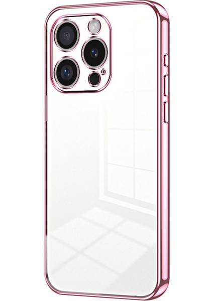 iPhone 16 Pro Kılıf Galvanik Çerçeve Yumuşak Tpu Telefon Kılıfı-Pembe (Yurt Dışından)