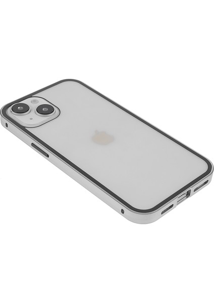 iPhone 14 Plus Için Her Yönüyle Koruma Metal Tampon + Çift Taraflı Temperli Cam Aşınmaya Karşı Manyetik Telefon Kılıfı - Gümüş (Yurt Dışından) indirimleri
