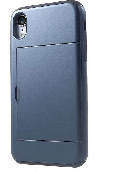 iPhone Xr 6.1 Inç Için Kart Yuvalı Plastik+Tpu Hibrit Koruma Kılıfı-Koyu Mavi (Yurt Dışından)