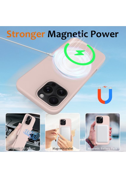 iPhone 16 Pro Manyetik Kılıf Darbeye Dayanıklı Sıvı Silikon Telefon Kılıfı-Pembe (Yurt Dışından) modelleri
