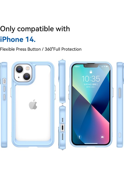 Tpu+Akrilik Şeffaf Telefon Kılıfı iPhone 14 6.1 Inç,düşmeye Karşı Çizilmeye Karşı Dayanıklı Akıllı Telefon Arka Kapağı-Mavi (Yurt Dışından) modelleri