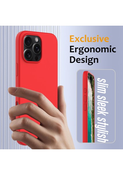 iPhone 16 Pro Manyetik Kılıf Darbeye Dayanıklı Sıvı Silikon Telefon Kılıfı-Kırmızı (Yurt Dışından) fırsatları
