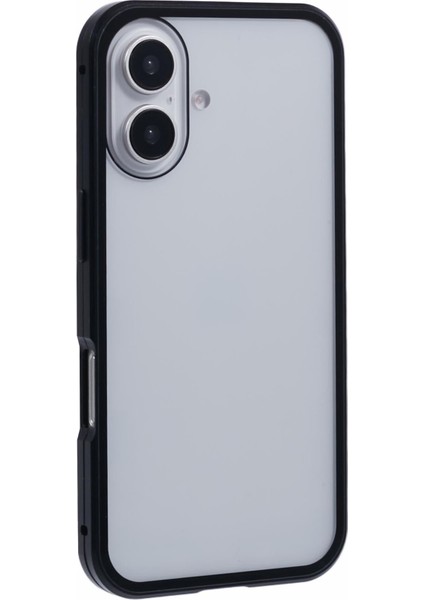 iPhone 16 Anti-Casus Kılıf Manyetik Metal Çerçeve + Çift Taraflı Temperli Cam Telefon Kılıfı - Siyah (Yurt Dışından) fırsatları
