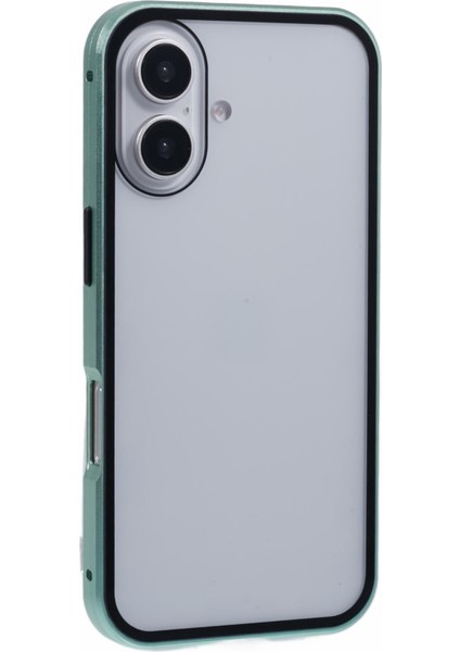 iPhone 16 Plus Anti-Casus Kılıf Manyetik Metal Çerçeve + Çift Taraflı Temperli Cam Telefon Kılıfı - Yeşil (Yurt Dışından) fırsatları