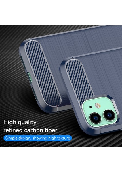 1.8mm Karbon Fiber Fırçalanmış Doku Darbe Tamponu Tpu Arka Kılıf Cep Telefonu Kılıfı iPhone 11 6.1 Inç-Mavi (Yurt Dışından) fiyatları