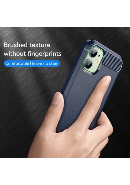 1.8mm Karbon Fiber Fırçalanmış Doku Darbe Tamponu Tpu Arka Kılıf Cep Telefonu Kılıfı iPhone 11 6.1 Inç-Mavi (Yurt Dışından) modelleri