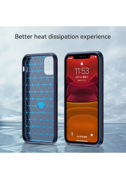 1.8mm Karbon Fiber Fırçalanmış Doku Darbe Tamponu Tpu Arka Kılıf Cep Telefonu Kılıfı iPhone 11 6.1 Inç-Mavi (Yurt Dışından) fırsatları