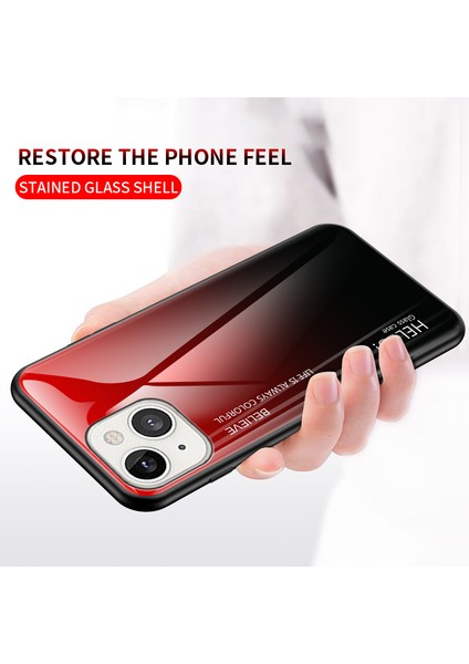 Degrade Renk Temperli Cam Arka Kabuk Yumuşak Tpu Kenar Kapak Telefon Kılıfı iPhone 13 Mini 5.4 Inç-Degrade Mor Yeşil (Yurt Dışından) modelleri