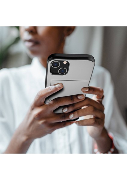 iPhone 14 Plus 6.7 Inç Için Kart Tutucu Telefon Kılıfı, Tpu + Pc Çift Katmanlı Koruyucu Kılıf-Gri (Yurt Dışından) indirimleri