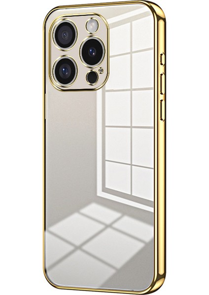 iPhone 16 Pro Max Kılıf Galvanik Çerçeve Yumuşak Tpu Telefon Kılıfı-Altın (Yurt Dışından)