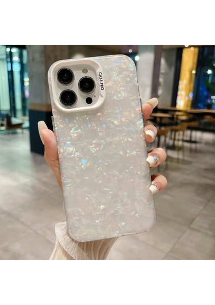 Kabuk Doku Akrilik Pc Telefon Kılıfı iPhone 15 Pro Max Düşmeye Karşı Darbeye Dayanıklı Telefon Kılıfı-Beyaz (Yurt Dışından)