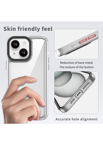 iPhone 14 Kılıfı Şeffaf Pc+Tpu Telefon Kılıfı 1.5mm Kalınlık-Şeffaf Siyah (Yurt Dışından) indirimleri