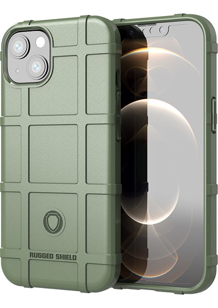 Darbeye Dayanıklı Çizilmeye Dayanıklı Sağlam Kare Izgara Doku Hafif Yumuşak Tpu Telefon Kılıfı iPhone 13 6.1 Inç-Yeşil (Yurt Dışından)