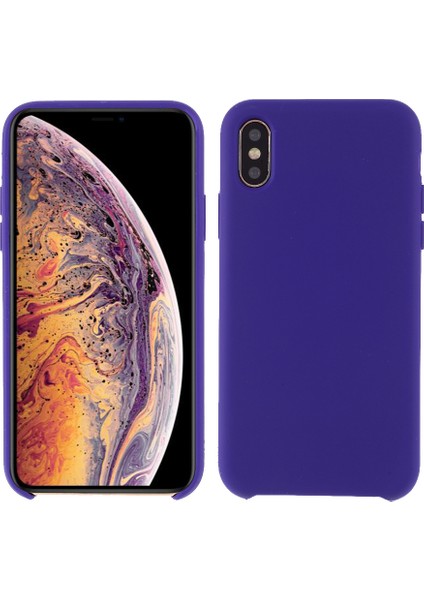 iPhone Xs 5.8 Inç Için Iyi Koruma Çizilmez Kenar Sarılı Sıvı Silikon Kılıf Yumuşak Akıllı Telefon Kılıfı Kabuk-Koyu Mor (Yurt Dışından)
