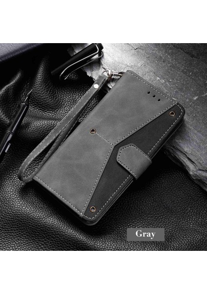 iPhone 14 Pro Max 6.7 Inç Stand Fonksiyonu Ekleme Dikiş Cilt Dokunma Telefon Kılıfı Pu Deri + Tpu Kılıf-Gri (Yurt Dışından) fırsatları