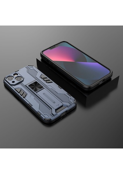 iPhone 14 Plus 6.7 Inç Darbeye Dayanıklı Sert Pc + Yumuşak Tpu Cep Telefonu Kılıfı Kamera Koruması Destek Ayağı Arka Kılıf-Mavi (Yurt Dışından) fırsatları