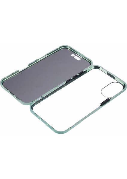 iPhone 16 Anti-Casus Kılıf Manyetik Metal Çerçeve + Çift Taraflı Temperli Cam Telefon Kılıfı - Yeşil (Yurt Dışından) indirimleri