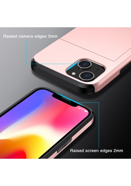 iPhone 15 Plus Için Kart Tutucu Telefon Kılıfı, Tpu+Pc Çift Katmanlı Düşmeye Karşı Telefon Kılıfı-Gül Altını (Yurt Dışından) fırsatları