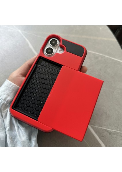 iPhone 16 Kılıfı Için Kayar Kart Tutucu Pc+Tpu Telefon Arka Kapağı-Kırmızı (Yurt Dışından) fiyatları