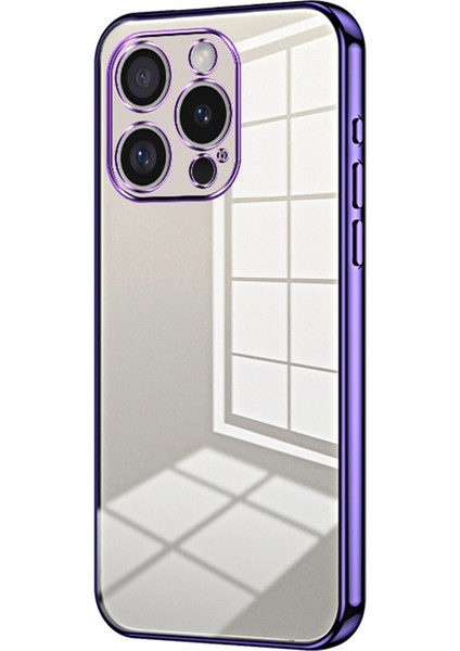 iPhone 16 Pro Max Kılıf Galvanik Çerçeve Yumuşak Tpu Telefon Kılıfı-Mor (Yurt Dışından)