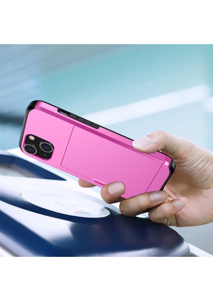 iPhone 14 Plus 6.7 Inç Için Kart Tutucu Telefon Kılıfı, Tpu + Pc Çift Katmanlı Koruyucu Kılıf-Pembe (Yurt Dışından) fiyatları