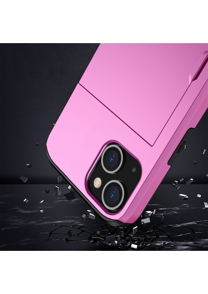 iPhone 14 Plus 6.7 Inç Için Kart Tutucu Telefon Kılıfı, Tpu + Pc Çift Katmanlı Koruyucu Kılıf-Pembe (Yurt Dışından) fırsatları