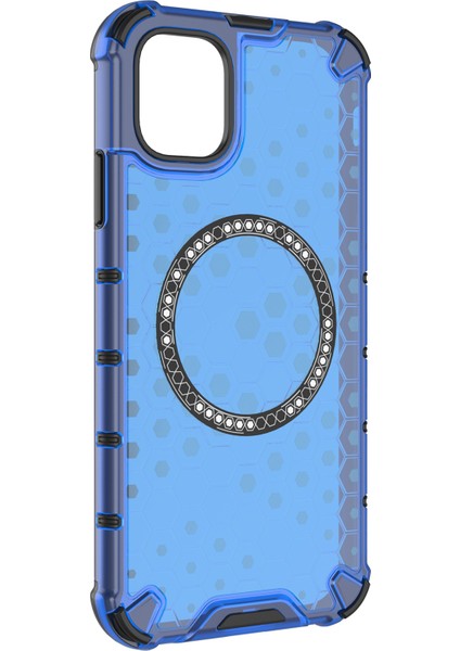 iPhone 11 Kılıfı Için Magsafe Honeycomb Tasarım Tpu+Pc Telefon Kılıfı-Mavi ile Uyumlu (Yurt Dışından) modelleri