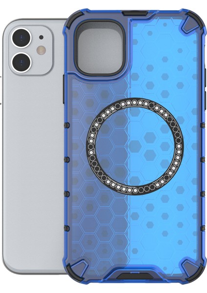 iPhone 11 Kılıfı Için Magsafe Honeycomb Tasarım Tpu+Pc Telefon Kılıfı-Mavi ile Uyumlu (Yurt Dışından) fırsatları