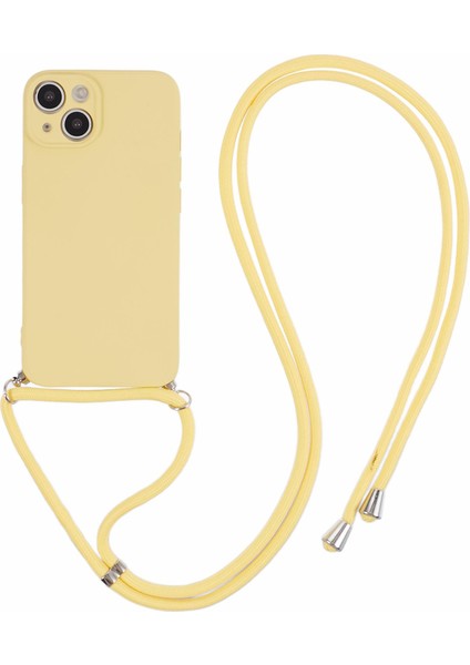 iPhone 15 Tpu Telefon Kılıfı Fiber Astarlı Ka Kaplama Uzun Askılı-Sarı (Yurt Dışından)