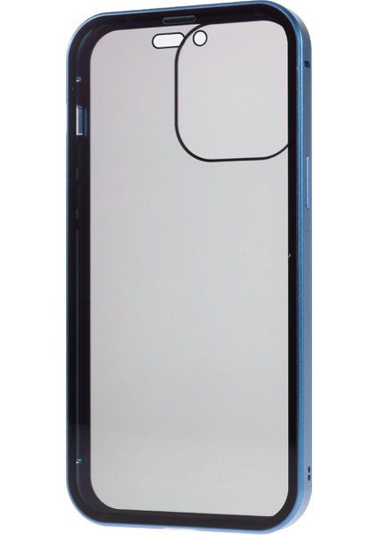 iPhone 16 Pro Anti-Casus Kılıf Manyetik Metal Çerçeve + Çift Taraflı Temperli Cam Telefon Kılıfı - Koyu Mavi (Yurt Dışından) fiyatları