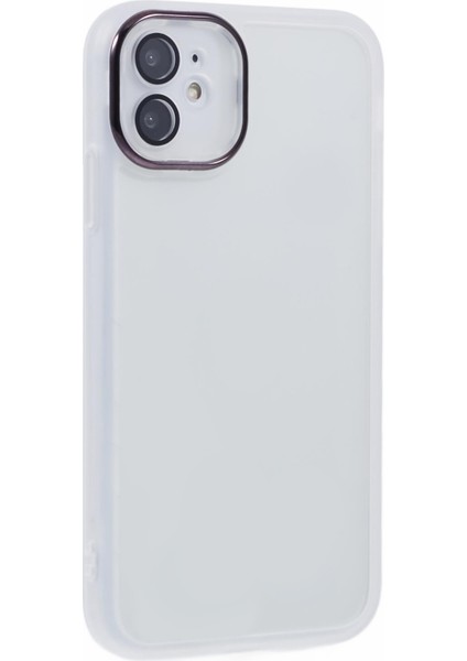 Dksm Serisi iPhone 11 Kılıfı Elektrokaplama Kamera Çerçevesi Tpu Telefon Kılıfı-Şeffaf Beyaz (Yurt Dışından)