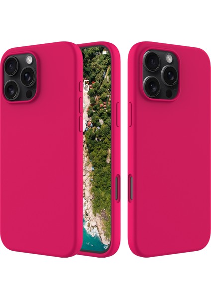 iPhone 16 Pro Max Kılıf Düşmeye Karşı Sıvı Silikon Yumuşak Astar Arka Telefon Kılıfı-Gül (Yurt Dışından)