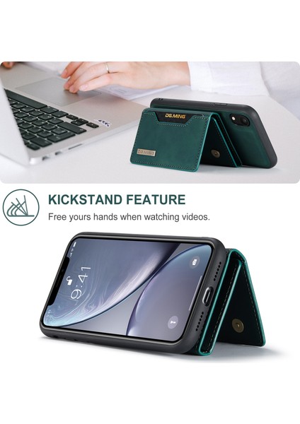 Dg.mıng M2 Serisi Çıkarılabilir 2'si 1 Arada Manyetik Cüzdan Tasarım Telefon Hibrit Kılıf Kabuğu Kickstand ile iPhone Xr 6.1 Inç-Yeşil (Yurt Dışından) fiyatları