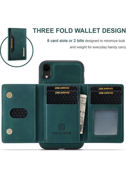 Dg.mıng M2 Serisi Çıkarılabilir 2'si 1 Arada Manyetik Cüzdan Tasarım Telefon Hibrit Kılıf Kabuğu Kickstand ile iPhone Xr 6.1 Inç-Yeşil (Yurt Dışından) indirimleri