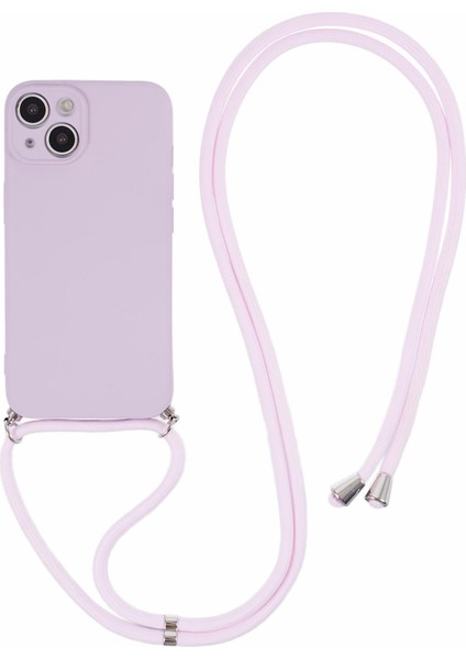 iPhone 15 Tpu Telefon Kılıfı Fiber Astarlı Ka Kaplama Uzun Askılı-Mor (Yurt Dışından)