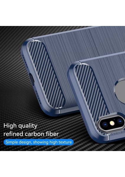 1.8mm Şık Karbon Fiber Fırçalanmış Tasarım Esnek Tpu Düşmeye Karşı Cep Telefonu Kılıfı iPhone Xs Max 6.5 Inç-Mavi (Yurt Dışından) fiyatları