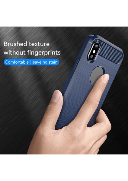 1.8mm Şık Karbon Fiber Fırçalanmış Tasarım Esnek Tpu Düşmeye Karşı Cep Telefonu Kılıfı iPhone Xs Max 6.5 Inç-Mavi (Yurt Dışından) fırsatları