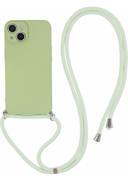 iPhone 15 Tpu Telefon Kılıfı Fiber Astarlı Ka Kaplama Uzun Askılı-Matcha Yeşili (Yurt Dışından)