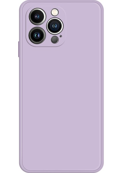 iPhone 13 Pro Max 6.7 Inç Düz Kenar Cep Telefonu Arka Kapağı Ka Tpu Telefon Kılıfı Mikrofiber Astarlı-Mor (Yurt Dışından)