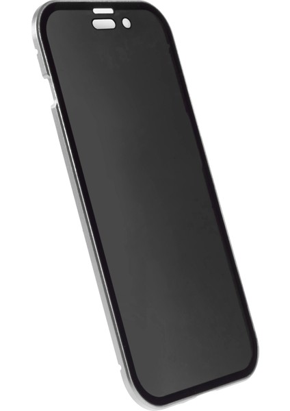iPhone 15 Plus Anti-Casus Telefon Kılıfı Manyetik Adsorpsiyon Metal Çerçeve + Çift Taraflı Temperli Cam Darbeye Dayanıklı Kapak - Gümüş (Yurt Dışından) modelleri