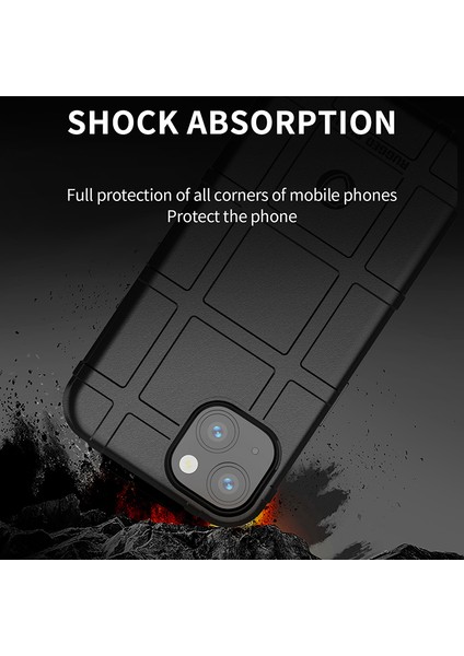 Darbeye Dayanıklı Çizilmeye Dayanıklı Sağlam Kare Izgara Doku Hafif Yumuşak Tpu Telefon Kılıfı iPhone 13 6.1 Inç-Siyah (Yurt Dışından) modelleri