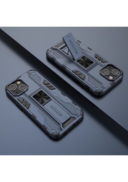 iPhone 13 Mini 5.4 Inç Için Kickstand ile Tam Gövde Dayanıklı Çift Katmanlı Pc + Tpu Darbeye Dayanıklı Koruyucu Kılıf - Mavi (Yurt Dışından) indirimleri